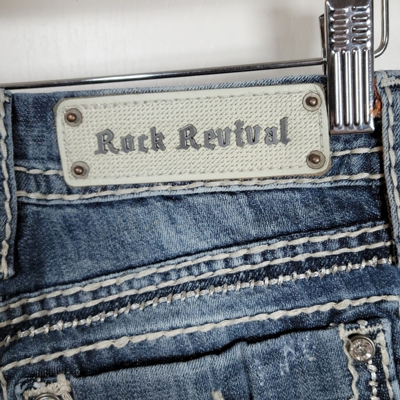 Rock Revival Donna Bootcut Low Rise Jeans Size 28 Distressed Denim - Picture 11 of 11